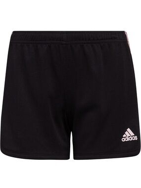 adidas Black Athletic Shorts with White Logo & pink stripe